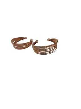 Vintage Gold Tone Multi Strand Mesh Cuff Bracelets Set of 2 Open Adjustable Stat